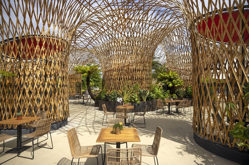 La plus haute structure en bambou d’Eroupe au parc Terra botanica à Anagers (Maine-et-Loire)
