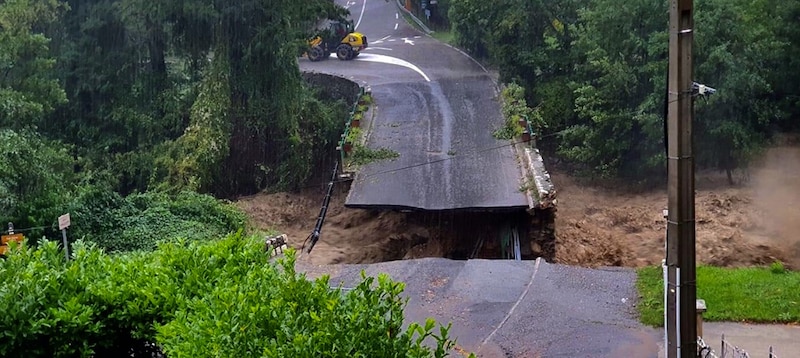 Tempête Alex (octobre 2020) : le pont Maïssa qui relie Boréon à Saint-Martin-Vésubie est tombé suite aux assauts des pluies diluviennes.