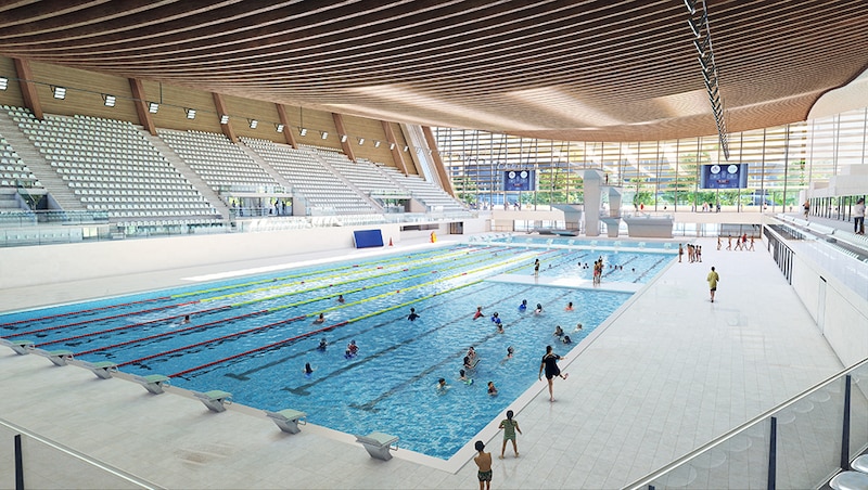 Le centre aquatique olympique (CAO) à Saint-Denis (Seine-Saint-Denis) par VenhoevenCS et Ateliers 2/3/4/