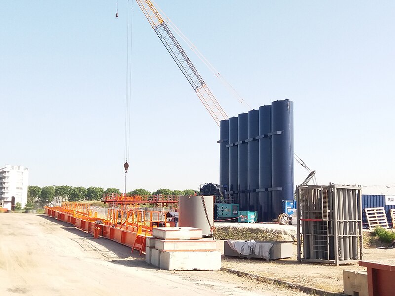 Chantier du pont Simone-Veil à Bordeaux (Gironde)