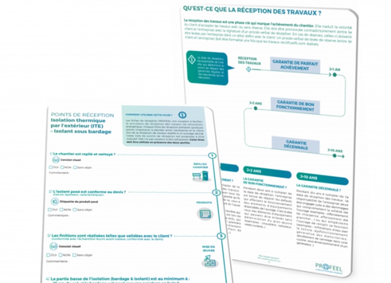 Fiche de réception pour une ITE avec isolant sous bardage