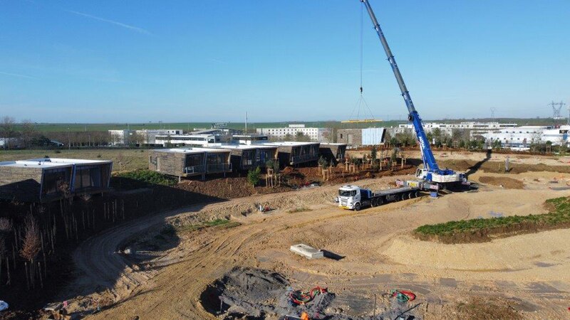 Chantier du complexe hôtelier Ecolodgee au Futuroscope de Poitiers (Vienne)