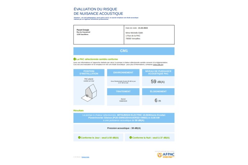 Exemple de fiche, application Afpac
