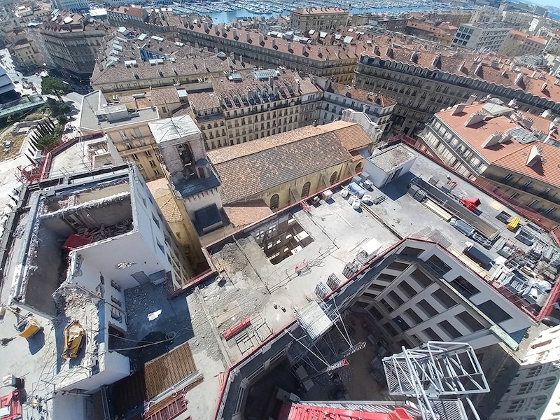 Chantier de Grand Central-Nouvel Hôtel de la Poste à Marseille, par Arkadea (Icade Promotion et La Poste immobilier) et Sud Architectes