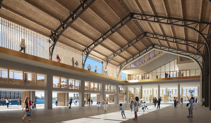 Projet pour le nouveau siège du Port de Marseille Fos - Intérieur de la halle