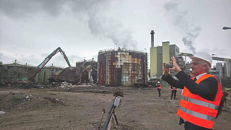 Chantier de dépollution du site Petroplus à Petit-Couronne près de Rouen (Seine-Maritime)