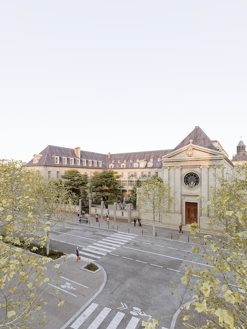 Façade Denfert à Paris XIVe - Oratoire par Ogic et François Chatillon
