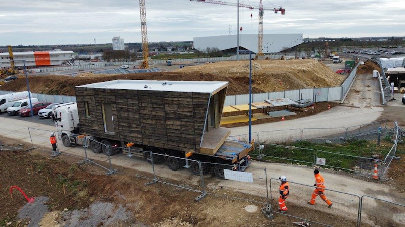Chantier du complexe hôtelier Ecolodgee au Futuroscope de Poitiers (Vienne)