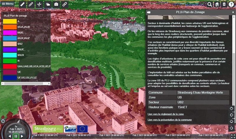 Vue de OD@CIT, système d’information géographique 3D de l’Eurométropole de Strasbourg