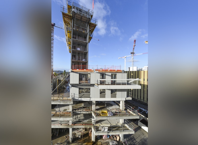 Visite de visite chantier de la tour Hypérion à Bordeaux (Gironde)