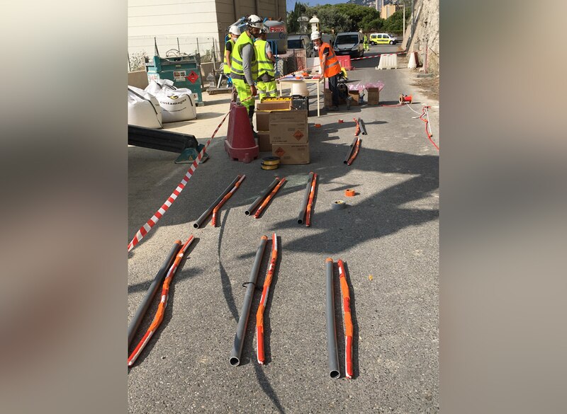 Chantier de minage d’une masse rocheuse à Roquebrune-Cap-Martin (Alpes-Maritimes)