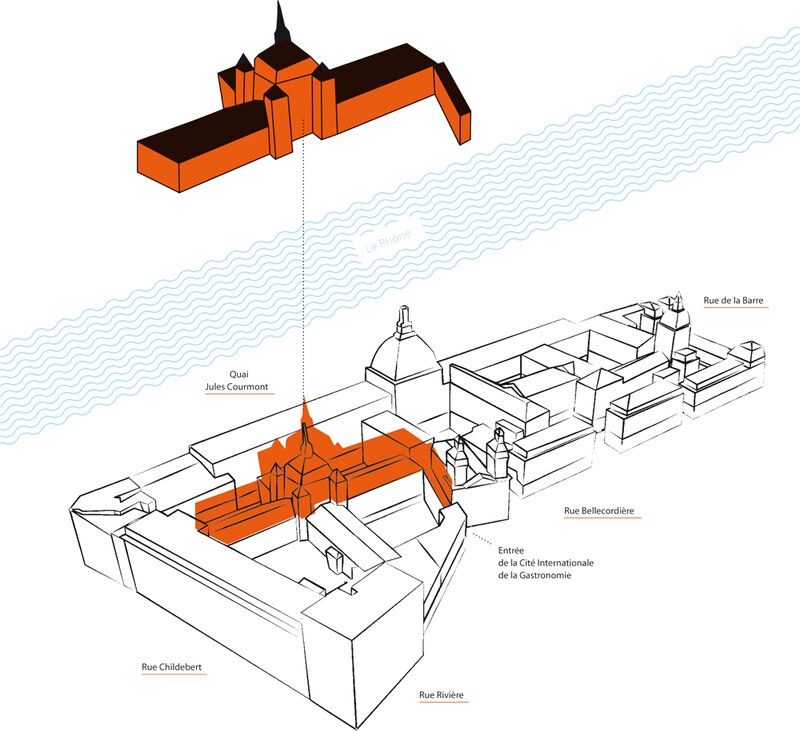 Future cité internationale de la gastronomie de Lyon: axonométrie