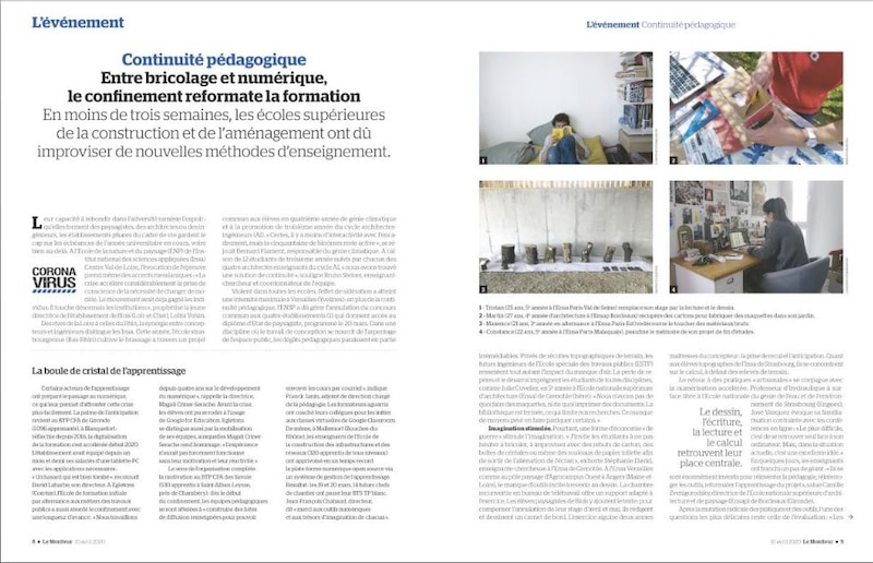 Dossier dédié à la continuité pédagogique dans Le Moniteur n°6079 du 10 avril 2020.
