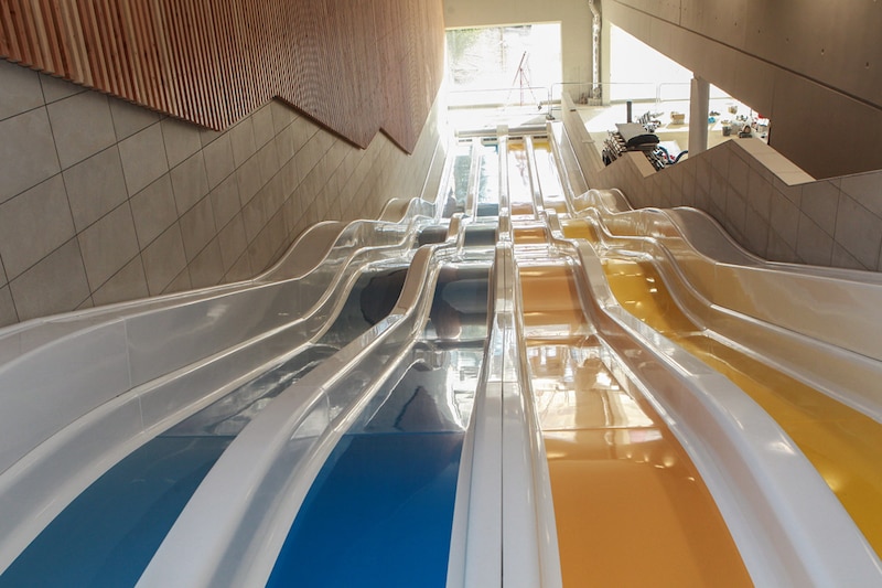 Chantier de l'Aquapôle d'Amiens: couloirs d'aquaglisse