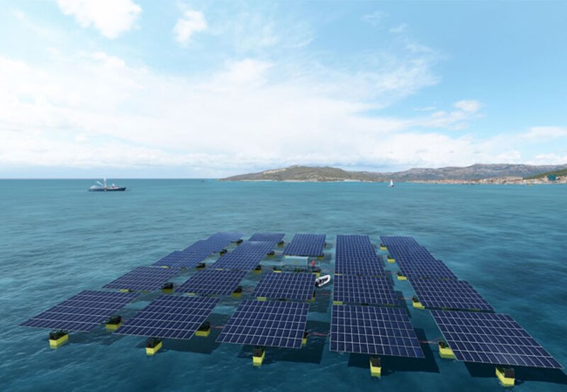 SolarinBlue, démonstrateur photovoltaïque flottant en pleine mer