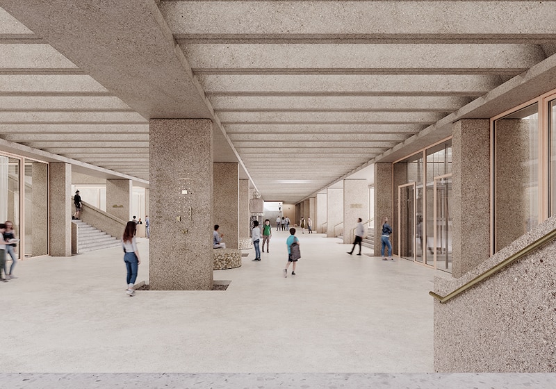Projet du Bureau Bas Smets pour l'aménagement des abords de la cathédrale Notre-Dame de Paris:  vue intérieure du passage Notre-Dame
