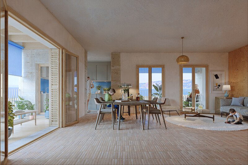 Projet pour le lot CAZ07 (bas carbone) du secteur Cazemajou au nord de l’OIN Euroméditerranée à Marseille - Intérieur